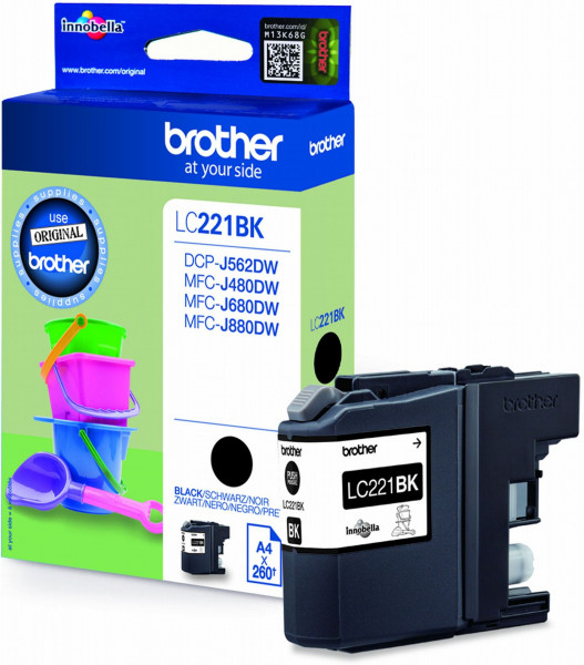 Brother Tintenpatrone LC-221BK Schwarz (ca. 260 Seiten)