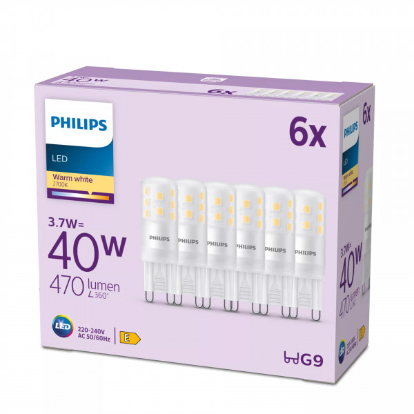 Philips LED Standard Brenner 40W G9 WW ND 6CT/6 EC 6er P.