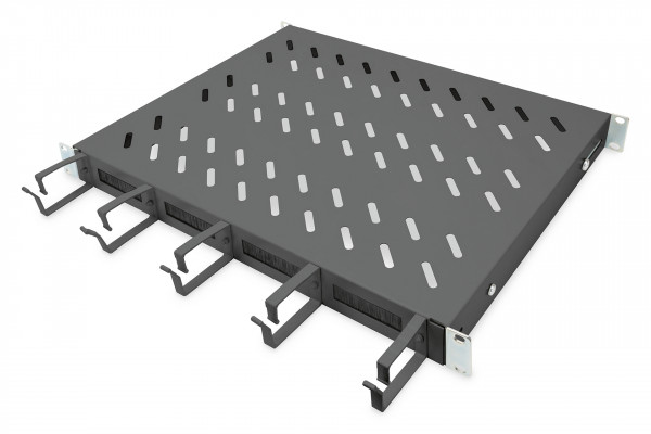 DIGITUS Fachboden mit Kabelführung, 600mm, schwarz
