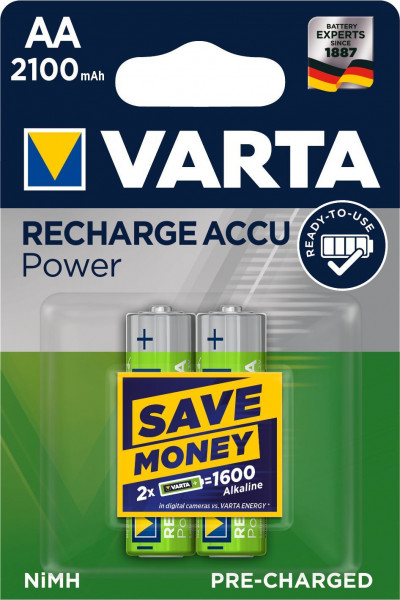 VARTA Rechargeable Akku AA Mignon 2er 2100mAh (Entladeschutz)