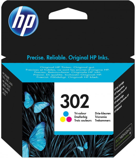 HP Tintenpatrone Nr. 302 F6U65AE 3-farbig (ca. 150 Seiten)