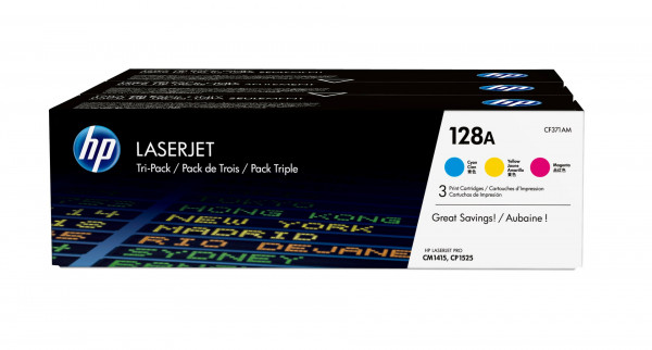 HP 128A 3er-Pack Cyan/Magenta/Gelb Orig. LaserJet Tonerkar.