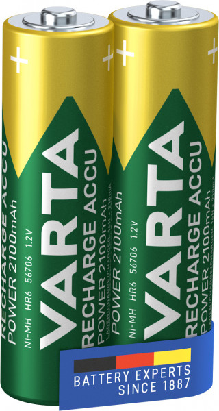 VARTA Rechargeable Akku AA Mignon 2er 2100mAh (Entladeschutz)