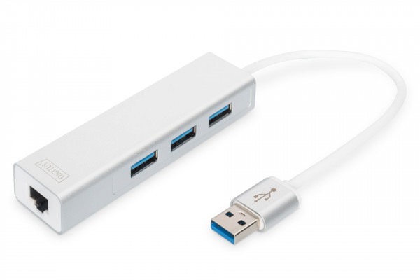 DIGITUS USB 3.0 3-Port Hub & Gigabit LAN-Adapter