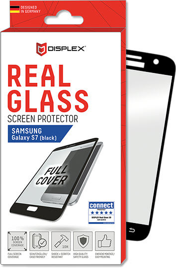 DISPLEX Vollflächiges Displayschutzglas für Galaxy S7, Schwarz