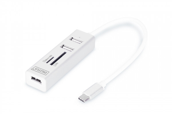 DIGITUS OTG USB 2.0 Typ C 3-Port Hub mit Kartenleser