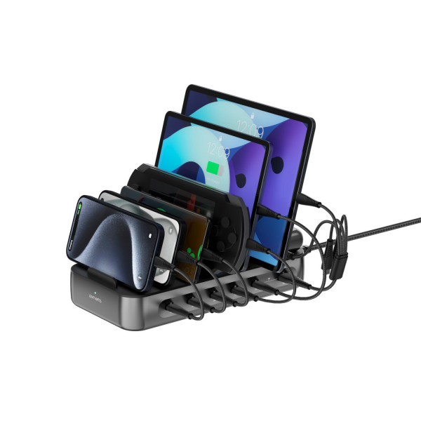 4smarts Ladestation Team 100W 5C/1A inkl. 6 Kabel, schwarz