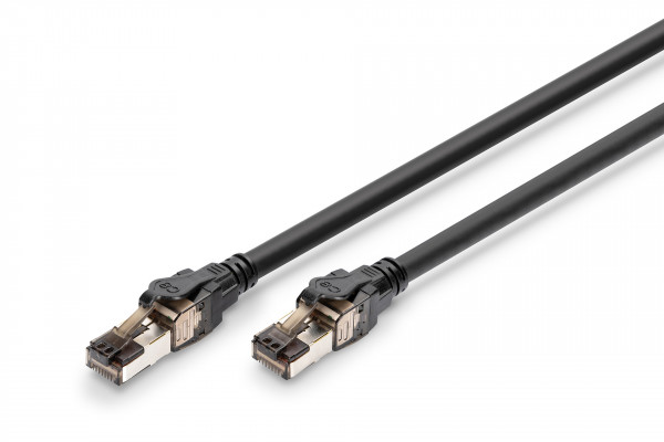 DIGITUS CAT 8.1 S-FTP Patchk., Cu, LSZH AWG 24/7, 1 m, Schwarz