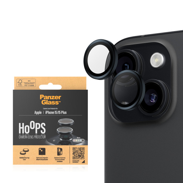 PanzerGlass Hoops Camera Protector iPhone 15, 15 Plus Black