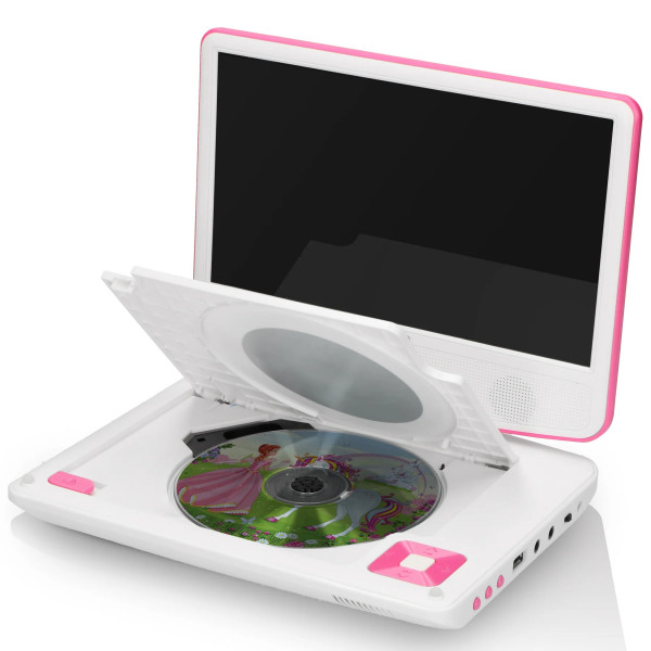 Lenco DVP-910BU 9" DVD-Player Set m. Kopfhörer pink/weiß