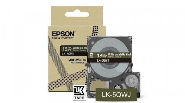 EPSON 18mm Khaki Weiß LK5QWJ Schriftband matt 8m