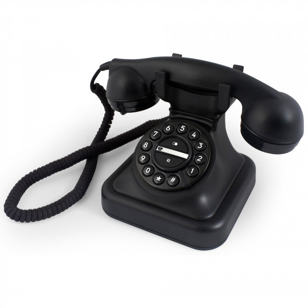 FYSIC Graham - Schnurgebundenes Retro-Telefon, schwarz