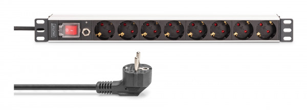 DIGITUS Steckdosenl. m. Aluminiumprof. 8fach Schuko Ü.sp.s. 2m