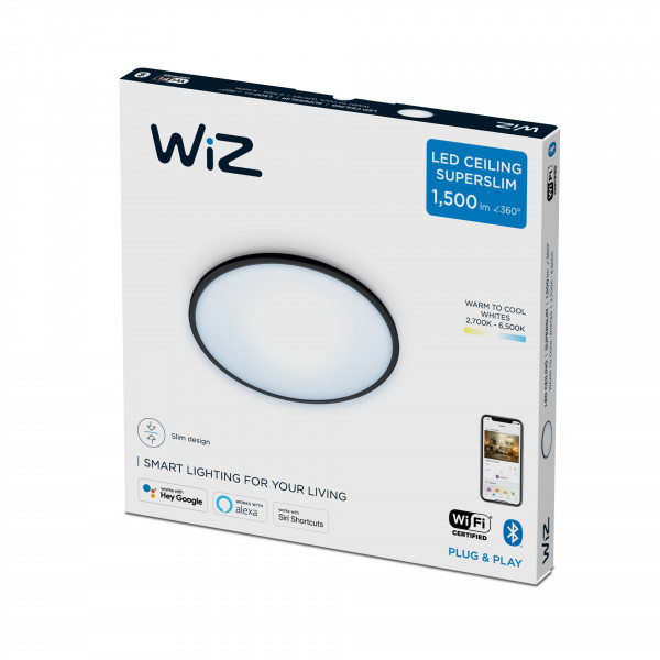WiZ Super Slim Deckenleuchte Tunable White&Color 16W Schwarz