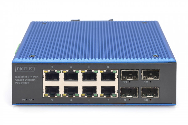 DIGITUS Industrieller 8+4 -Port Gigabit Ethernet PoE Switch