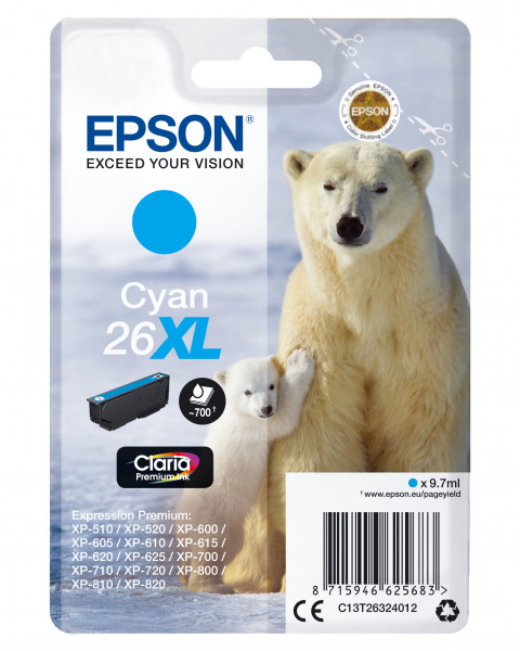 Epson Tintenpatrone 26XL Cyan (9,7 ml)