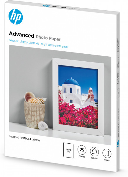 HP Advanced Fotopapier glänzend - 25 Blatt/13 x 18 cm, randlos