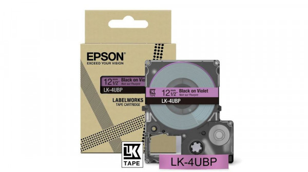 Epson 12mm violet schwarz LK4UBP Farbschriftband 8m