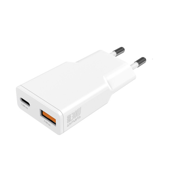 4smarts Netzladegerät PDPlug Slim Duos 30W GaN USB-C+USB-A