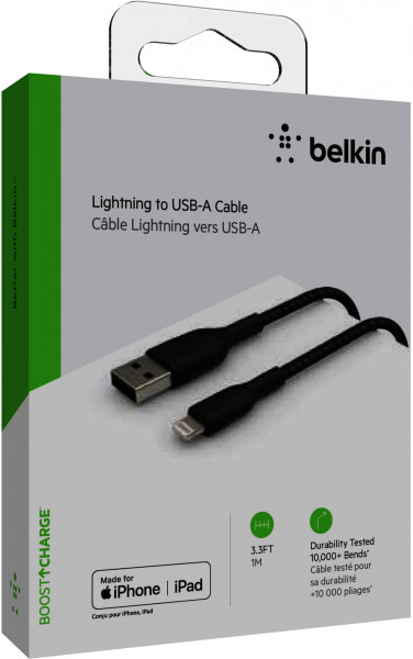 Belkin Lightning Lade/Sync Kabel ummantelt mfi 1m schwarz