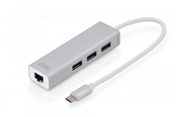 DIGITUS USB Typ C 3.0 Hub mit Gigabit Ethernet